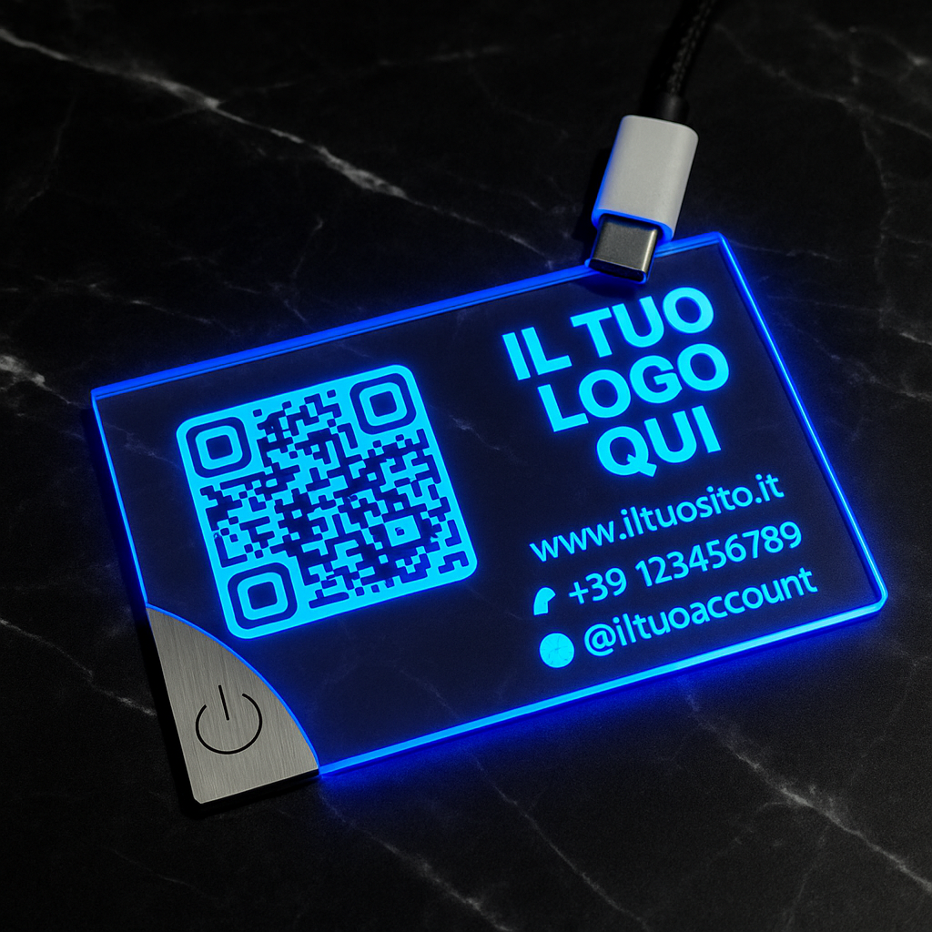 Biglietto da visita LED Personalizzabile ricaricabile - Design Premium (1 PZ)